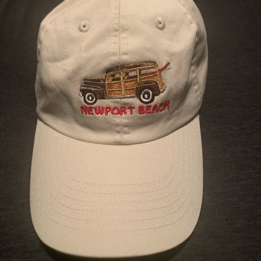Unisex Adjustable Newport Beach Embroidered Woody with surfboards hat.